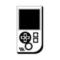 Portable videogame console technology isolated in black and white