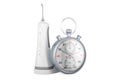 Portable water flosser, dental oral irrigator with stopwatch, 3D rendering