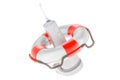 Portable water flosser inside lifebelt, 3D rendering