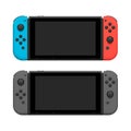 Videogame console portable handheld screen pair colored controls