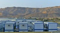 Portacabin house for labours portacabin. Portable house and office cabins.Porta cabin. Small Portable houses Royalty Free Stock Photo