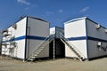 Portable house and office cabins. Labor Camp. Porta cabin. small temporary houses small temporary houses. Portacabin. Royalty Free Stock Photo