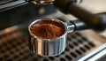 The portafilter coffee, close-up Royalty Free Stock Photo