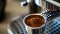 The portafilter coffee, close-up Royalty Free Stock Photo