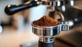 The portafilter coffee, close-up Royalty Free Stock Photo