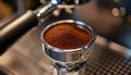 The portafilter coffee, close-up Royalty Free Stock Photo