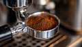 The portafilter coffee, close-up Royalty Free Stock Photo