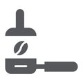 Portafilter glyph icon, coffee and barista, coffe tamping sign, vector graphics, a solid pattern on a white background.
