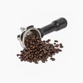 Portafilter handle.Used to make fresh coffee