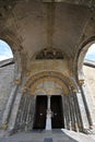 Portail, Oloron Cathedral, with 12th century carvings around arches & representation of Descent of Jesus from the Cross