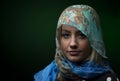 Portait of woman wearing a blue scarf Royalty Free Stock Photo