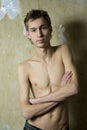 Portait of young skinny adult boy