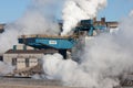 Portal Crane with many clouds of steam