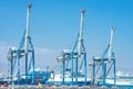 Portal cranes in cargo port of Limassol, Cyprus
