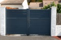 portal double steel high grey metal gate fence on modern house door