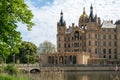Portal and entrance of the Schwerin Castle or Schwerin palace, in German Schweriner Schloss, a romantic landmark building on a