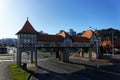 Portal of the Germanic village, half-timbered style, from another perspective