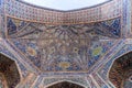 Portal of Madrasa Tilya Kori in Samarkand, Uzbekist