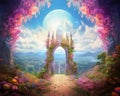 portal in the middle of a beautiful landscape.