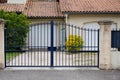Portal Old Blue Classic Metal Home Gate At Entrance Of House Garden Door