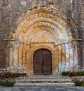 Portal of the Saint-BarthÃÂ©lemy collegiate church of Pimbo Royalty Free Stock Photo