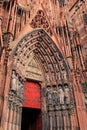 Portal of Strasbourg Cathedral or the Cathedral of Our Lady of Strasbourg in Strasbourg, France Royalty Free Stock Photo