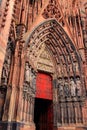 Portal of Strasbourg Cathedral or the Cathedral of Our Lady of Strasbourg in Strasbourg, France Royalty Free Stock Photo