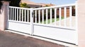 Portal suburban aluminium steel gate white on home street access house garden