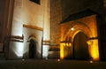 Portal to gothic church by night in Poznan Royalty Free Stock Photo