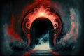 Portal to heaven and hell in the mind. Idea for a religious theme