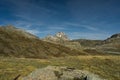 The Portalet with the bottom the Anayet peak. Concept famous mountains of the Aragonese Pyrenees