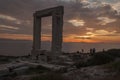 Portara monument at sunset