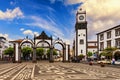 Portas da Cidade, the city symbol of Ponta Delgada in Sao Miguel Island in Azores, Portugal. Portas da Cidade (Gates to the City