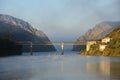 Portas de Rodao landscape in Vila Velha de Rodao with a beautiful bridge at sunrise, in Portugal Royalty Free Stock Photo