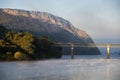 Portas de Rodao landscape in Vila Velha de Rodao with a beautiful bridge at sunrise, in Portugal Royalty Free Stock Photo