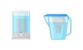 Portative Container with Filter System for Drinking Water Vector Set