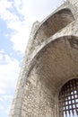 Portcullis of a gate made of stone, BesalÃÂº