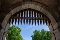 Portcullis at a medieval city gate Royalty Free Stock Photo