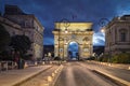 Triumphal arch at dusk in Montpellier, France