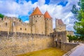 Porte Narbonnaise leading to the old town of Carcassonne, France