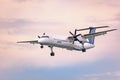Porter Airlines plane approaching Billy Bishop Airport - De Havilland Canada DHC-8-400 turboprop aircraft