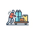 Color illustration icon for Porter, coolie and skycap