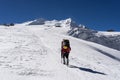 Porter walk to Mera peak high camp on Mera la glacier, Everest region, Nepal