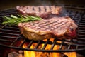 porterhouse steak with black grill marks on a brazier