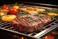 porterhouse steak on a professional restaurant grill top