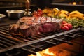 porterhouse steak on a professional restaurant grill top