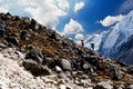 Porters over a difficult pass near Gorak Shep, Everest Base Camp trek, Nepal