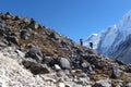 Porters over a difficult pass near Gorak Shep, Everest Base Camp trek, Nepal