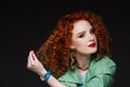 Portert girl with curly red hair Royalty Free Stock Photo