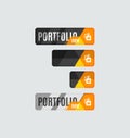 Portfolio button, futuristic hi-tech UI design